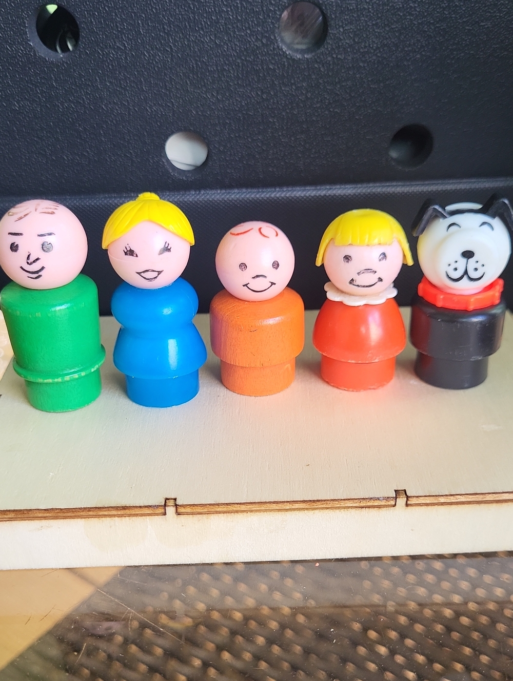 Fisher-Price Wooden Peg People Set - Green, Blue, Orange, Red, Black, Yellow